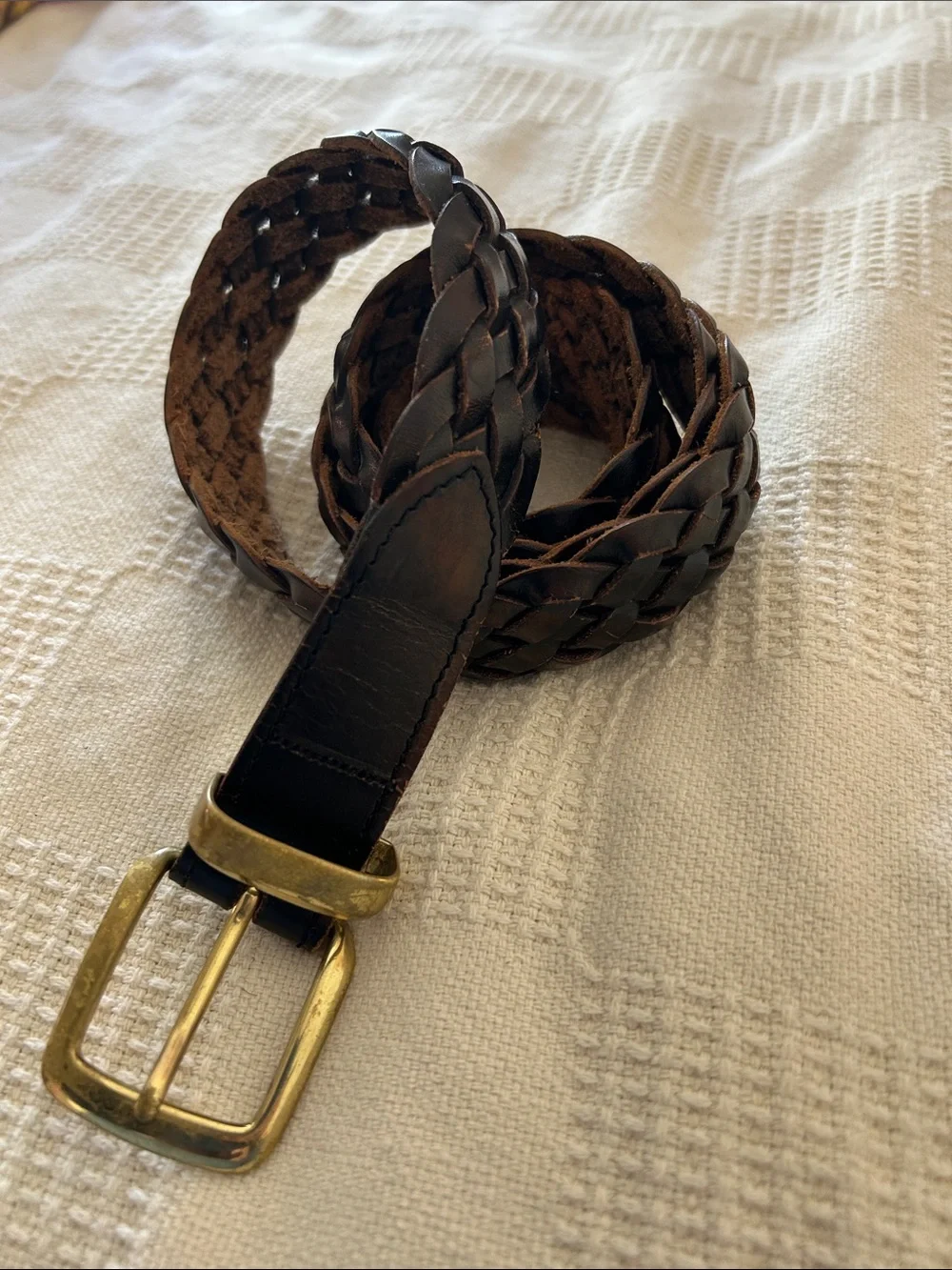 brown braided leather belt was handcrafted in Argentina,size 